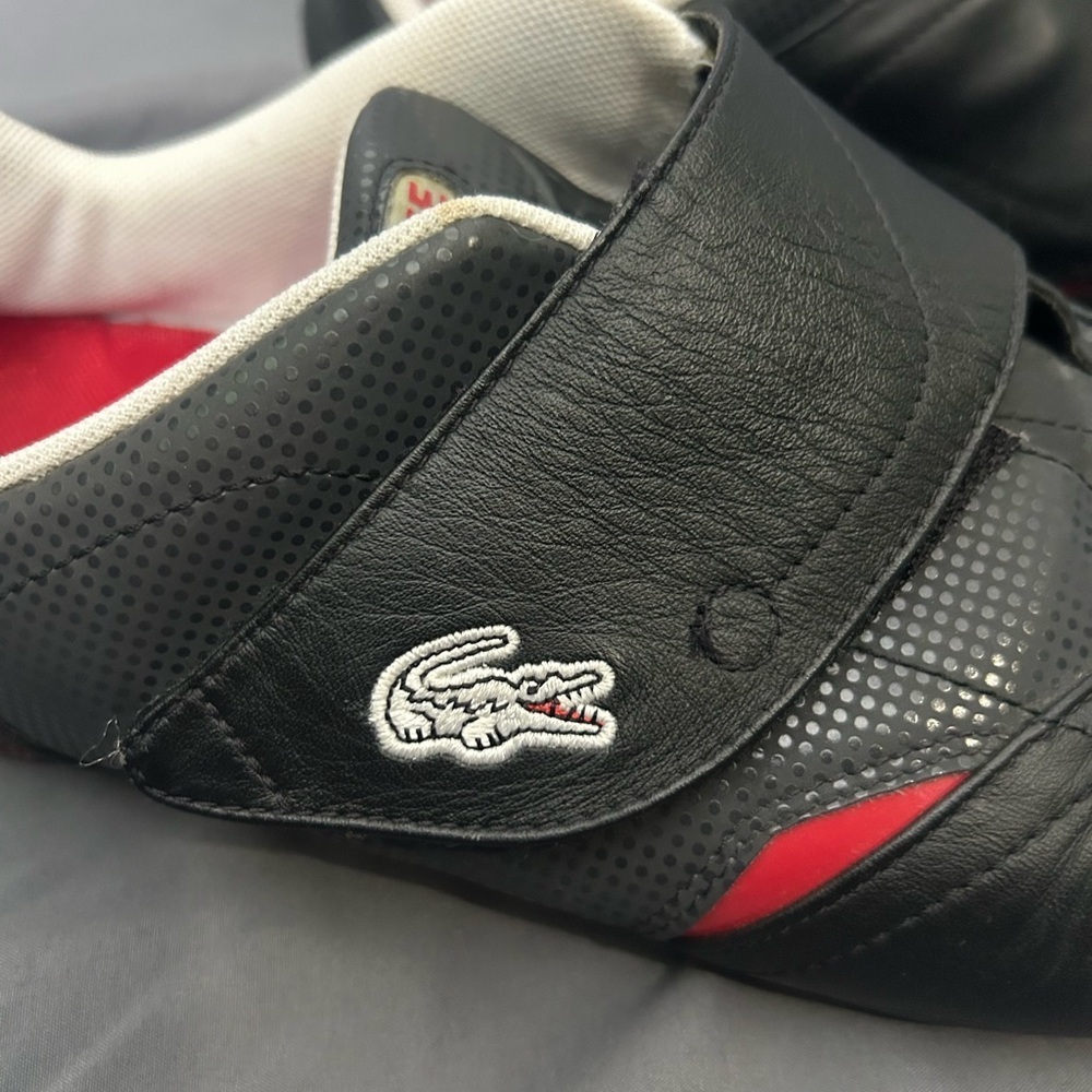 Lacoste Protect CRT low-top sneaker black red leather velcro closure Size 11.5 - Picture 2 of 10